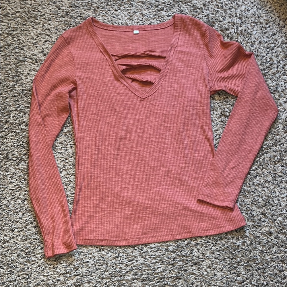 Women's Rust V-Neck Top